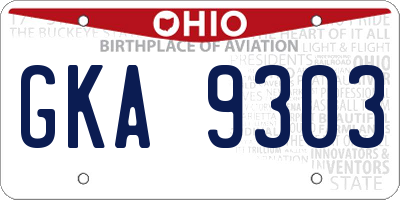 OH license plate GKA9303
