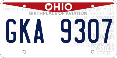 OH license plate GKA9307