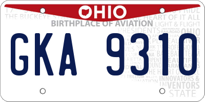 OH license plate GKA9310