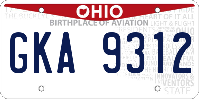OH license plate GKA9312