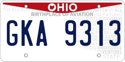 OH license plate GKA9313