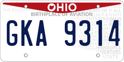 OH license plate GKA9314