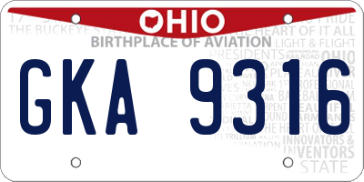 OH license plate GKA9316