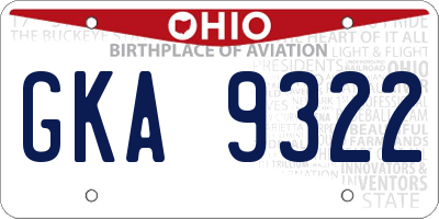 OH license plate GKA9322