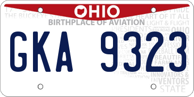 OH license plate GKA9323