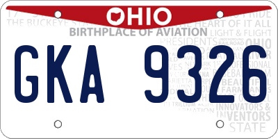 OH license plate GKA9326