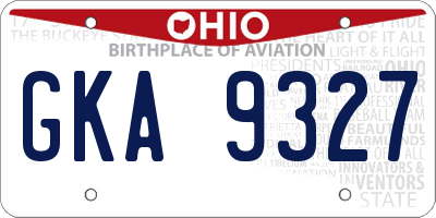 OH license plate GKA9327