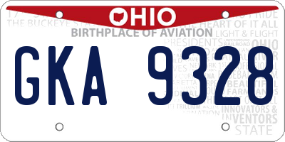 OH license plate GKA9328