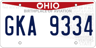OH license plate GKA9334