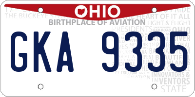 OH license plate GKA9335