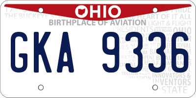 OH license plate GKA9336
