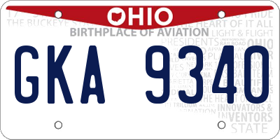 OH license plate GKA9340