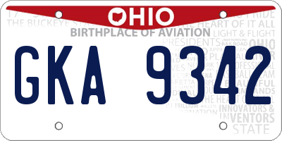 OH license plate GKA9342