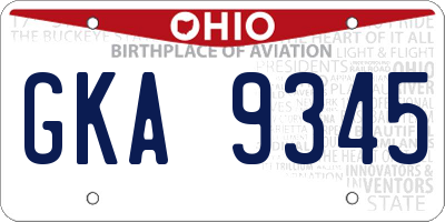 OH license plate GKA9345