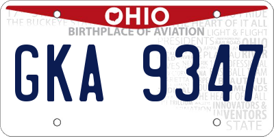 OH license plate GKA9347