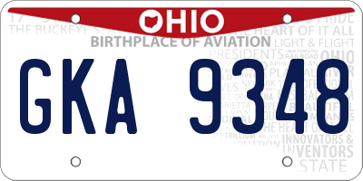 OH license plate GKA9348