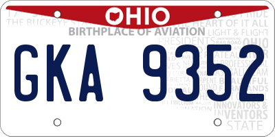 OH license plate GKA9352