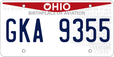 OH license plate GKA9355