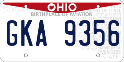 OH license plate GKA9356