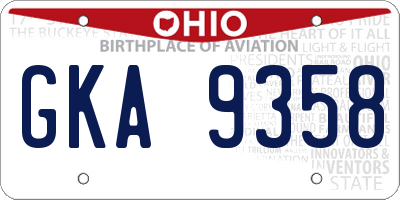 OH license plate GKA9358