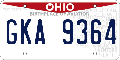 OH license plate GKA9364