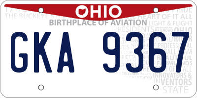 OH license plate GKA9367