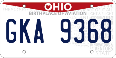 OH license plate GKA9368
