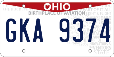 OH license plate GKA9374