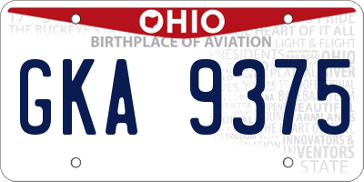 OH license plate GKA9375