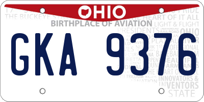 OH license plate GKA9376