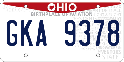 OH license plate GKA9378
