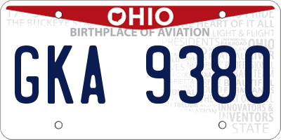 OH license plate GKA9380