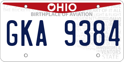 OH license plate GKA9384