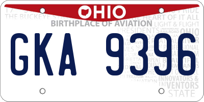 OH license plate GKA9396