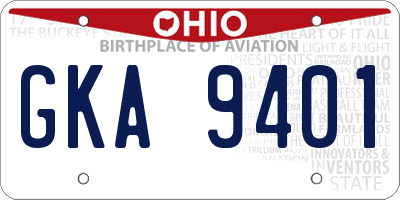 OH license plate GKA9401