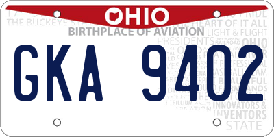 OH license plate GKA9402
