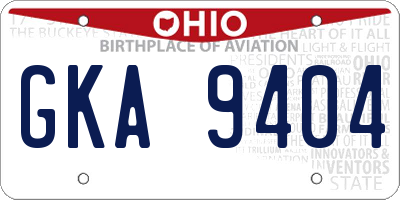 OH license plate GKA9404