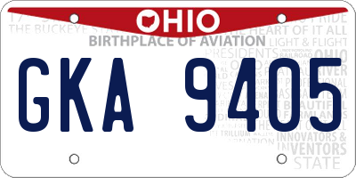 OH license plate GKA9405