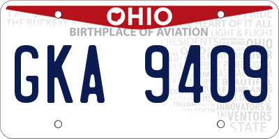 OH license plate GKA9409