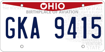 OH license plate GKA9415