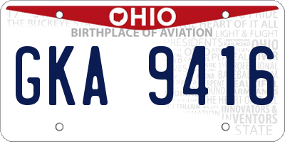 OH license plate GKA9416
