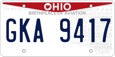 OH license plate GKA9417