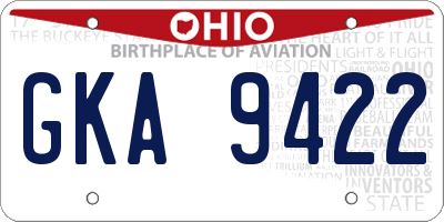 OH license plate GKA9422