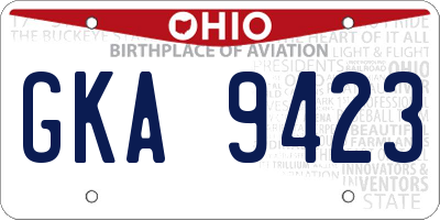 OH license plate GKA9423