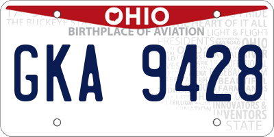 OH license plate GKA9428