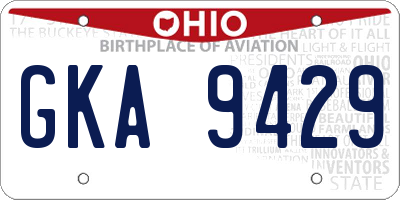 OH license plate GKA9429