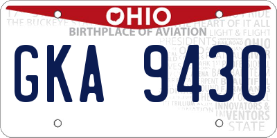 OH license plate GKA9430