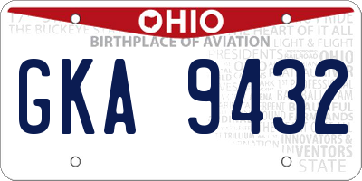OH license plate GKA9432