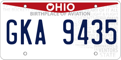 OH license plate GKA9435