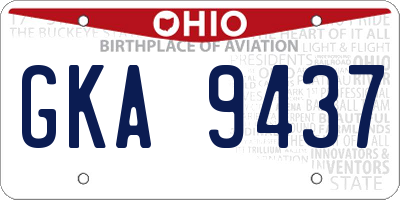 OH license plate GKA9437